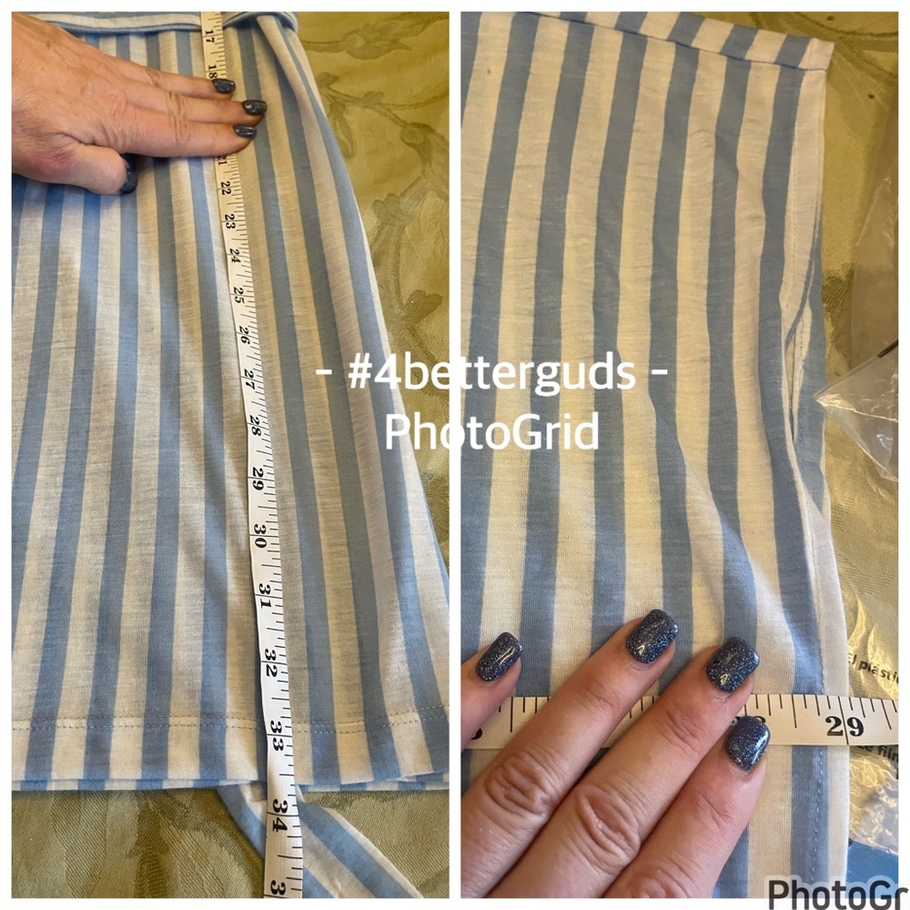 H&M Striped V-Neck Tunic Belted Tie Waist Swimsuit Cover Up Very Oversized MD - Picture 9 of 15